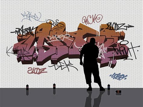 Brick Wall Graffiti Silhouette Stock Photos, Pictures & Royalty-Free ...