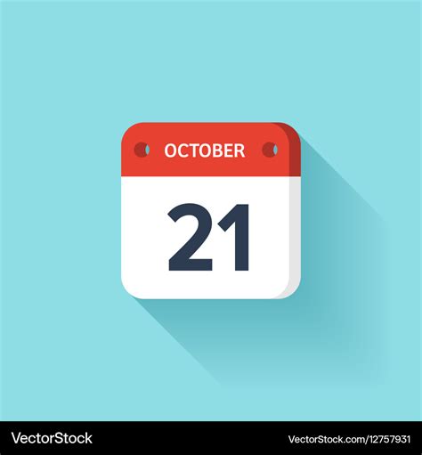 October 21 isometric calendar icon with shadow Vector Image