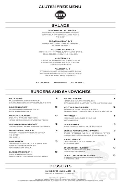 Bru Burger Bar - Indianapolis menu in Indianapolis, Indiana, USA