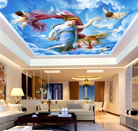 Large Sky Ceiling Mural 3d Ceilings Mural white cloud Wallpaper for Living room and bedroom 3d ...