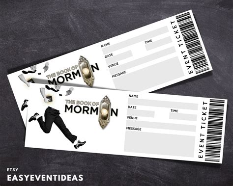 Printable Book of Mormon Ticket Editable Book of Mormon Tickets Musical Fake Surprise Ticket ...