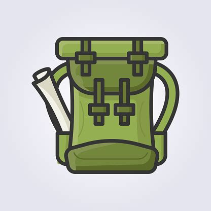 Colored Line Mountain Bag Icon Vector Logo Design Backpack Traveler ...