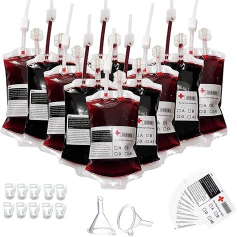 Halloween Fake Blood Bags For Drinks Vampire Theme Party Props 10 Pcs - Orbisify.com