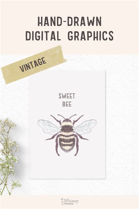 Hand-drawn bee clipart | Whimsical animal clipart (579135)