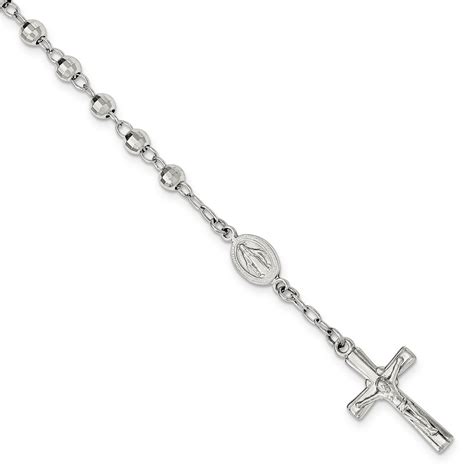 Beautiful Sterling Silver Polished Rosary Bracelet - Walmart.com