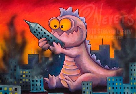 Super Cute Baby Godzilla Type Monster Wrecking Havoc in City - Etsy