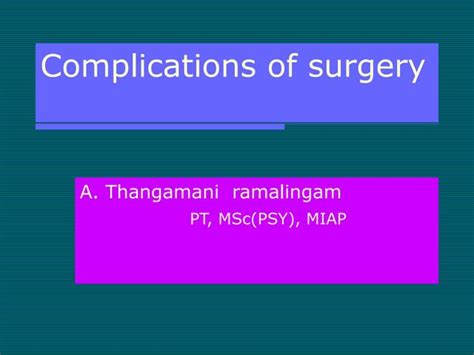 Complications of abdominal surgery | PPT | Free Download