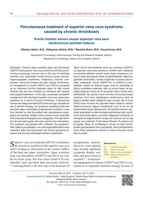 (PDF) Percutaneous treatment of superior vena cava syndrome - DOKUMEN.TIPS