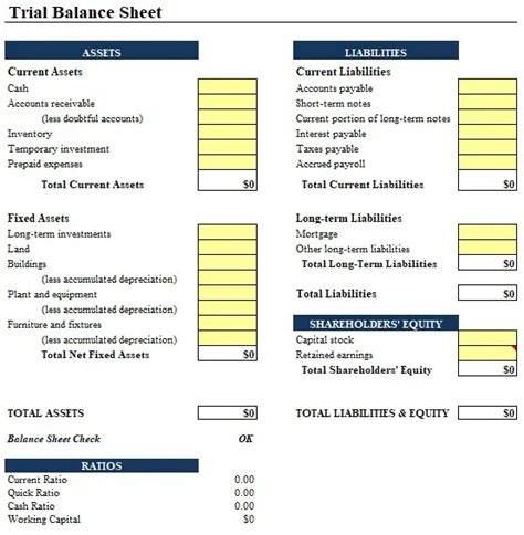 Free Trial Balance Template (Excel, Word, PDF) - Excel TMP