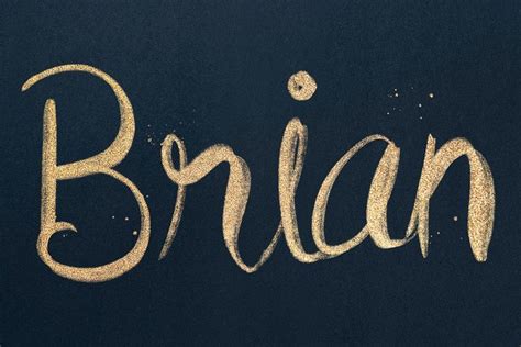 Glitter Gold Brian Name Font Typography