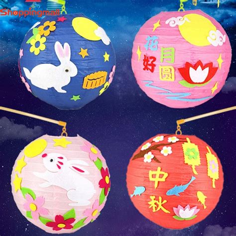 Kindergarten Creative Cute Paper Lantern Set /Chinese Mid-Autumn Festival Portable Cartoon ...