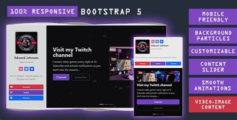 Responsive Streamer & Gamer Profile Page - code.market