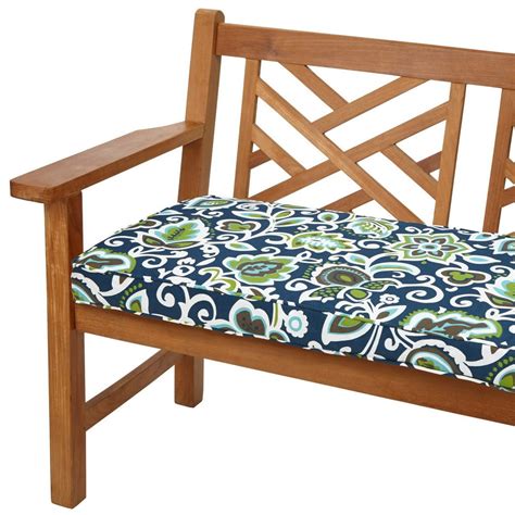 Floral Navy Indoor/Outdoor Bench Cushion, Corded - Walmart.com ...