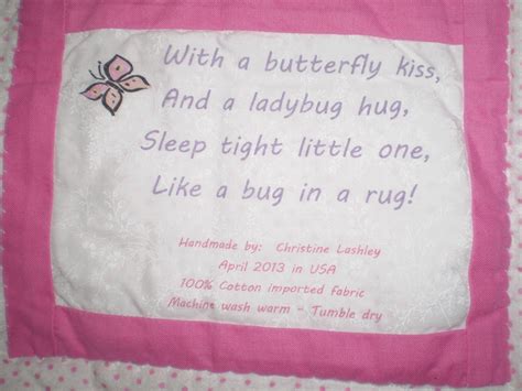 Label on back of pink baby quilt. | Quilt labels, Quilters quotes ...