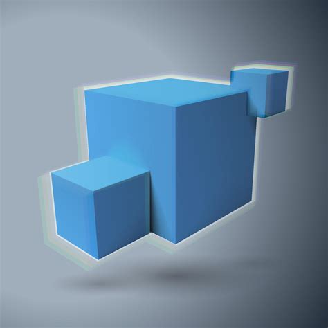 Three 3D blue cubes logo with color aberrations 15826093 Vector Art at Vecteezy