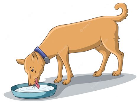 Premium Vector | Cute dog drinking milk from a plate