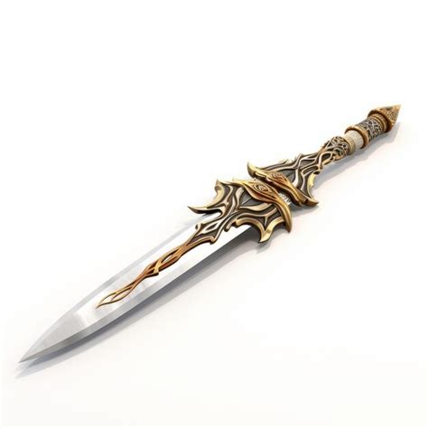 Premium Photo | Realistic 3d Curtana Sword On White Surface Fantasy Artwork