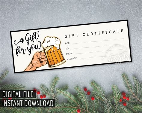 GIFT Certificate Beer Printable Gift Certificate for Him - Etsy Canada ...