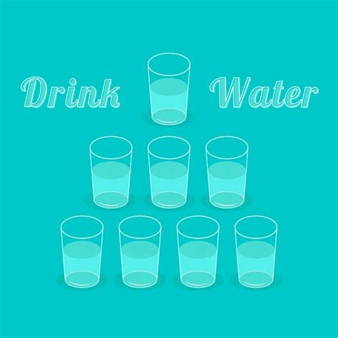 Eight glasses drink water. Infographic. Flat design. — Stock Vector © worldofvector #45429107