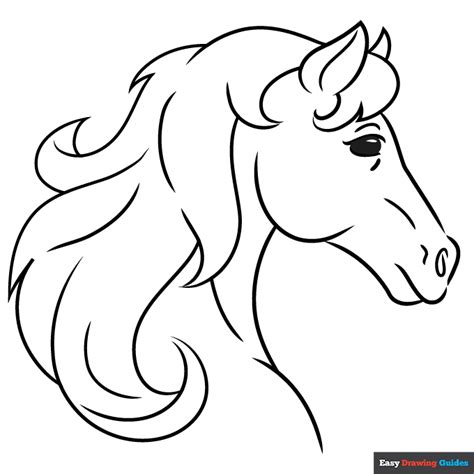 Horse Head Outline Coloring Page | Easy Drawing Guides