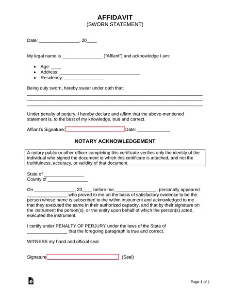 Signed Affidavit Example Free Printable Documents | My XXX Hot Girl