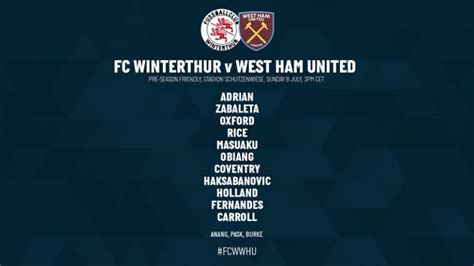 West Ham pre-season lineup announced - West Ham News