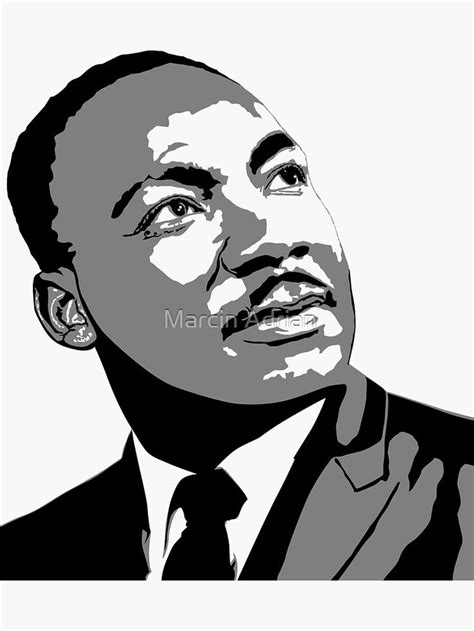 Martin Luther King / MLK, black and white silhouette illustration Sticker by Marcin Adrian ...