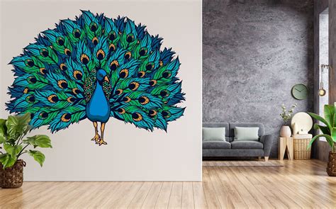 Peacock Wall Decal / Peacock Wall Sticker/ Bird Wall Decor/ - Etsy