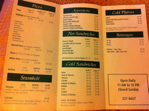 Menu at Venice Pizza pizzeria, Williamsport