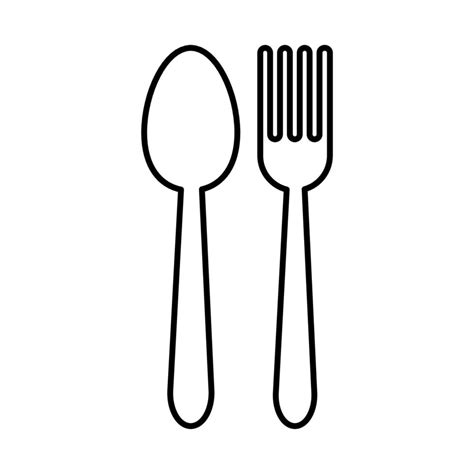 Outline, simple vector fork and spoon icon isolated on white background. 16096238 Vector Art at ...