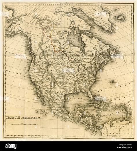 North America Map, 19th century engraving Stock Photo - Alamy