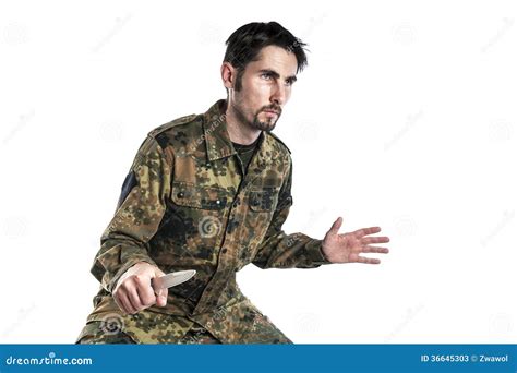 Self Defense Instructor with Knife Stock Image - Image of green, african: 36645303