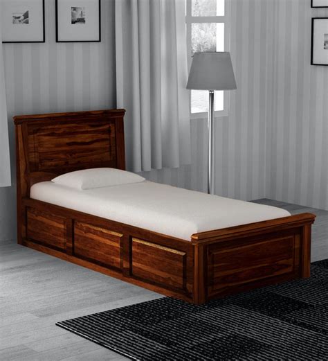 Buy Stanfield Sheesham Wood Single Bed With Box Storage In Provincial ...