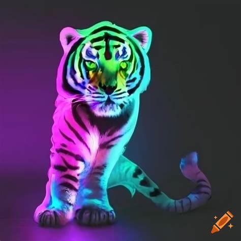 Neon tiger illustration on Craiyon
