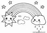 Rainbow With Sun And Clouds Coloring Page  Free Printable Coloring Pages sketch template