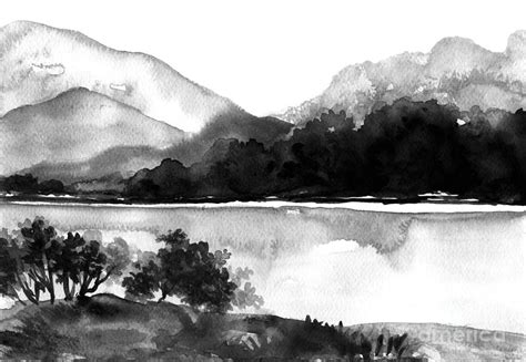 Monochrome landscape 2 Painting by Green Palace