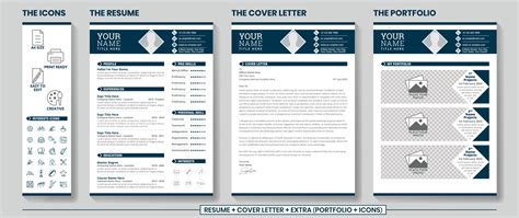 Professional Resume CV Template with Cover Letter and Portfolio 14469953 Vector Art at Vecteezy