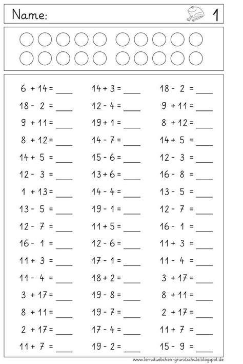 sämtliche Plus- und Minusaufgaben mit und ohne Zehnerübergang sind hier ...