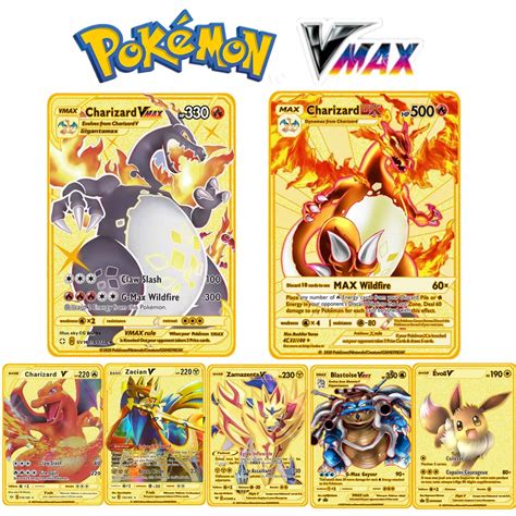 NEW Pokemon DX Metal Card PIKACHU Charizard VMAX Golden Card ZacianV ...