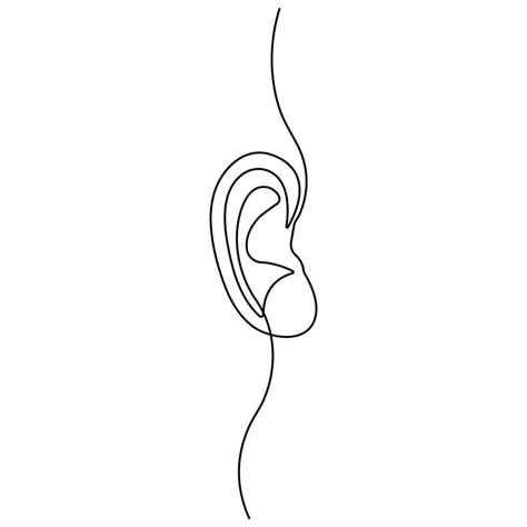 Continuous single line art drawing of human ear outline vector ...