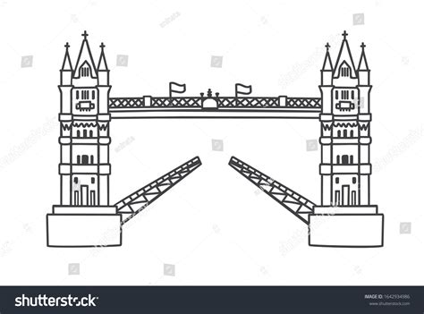 Vector Outline Illustration Tower Bridge London Stock Vector (Royalty Free) 1642934986 ...