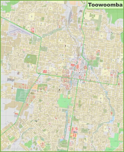 Large detailed map of Toowoomba - Ontheworldmap.com