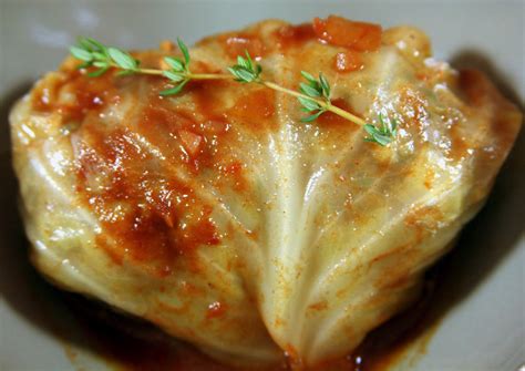 Culturally Confused: Wolfgang Puck: Stuffed Cabbage Leaves with Paprika Tomato Sauce