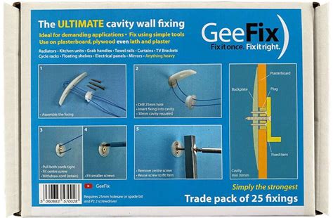 Trade Pack of 25 GeeFix Plasterboard Fixings / Drywall Anchors