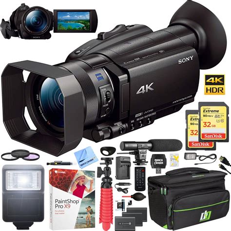 Sony FDR-AX700 4K HDR Handycam Camcorder with 2x Spare Battery Video Camera Case 2x 32GB Memory ...