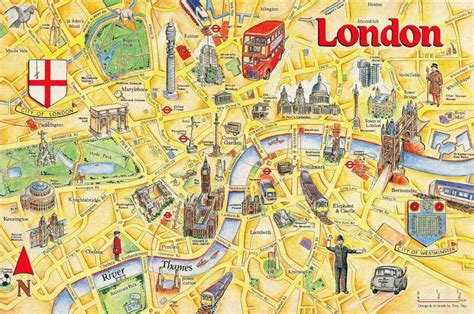 City of London Map Card Postcard by Crossroads Postcards No.90 77M | London tourist map, London ...