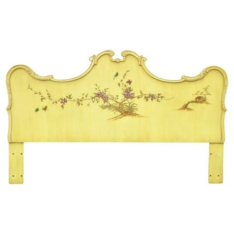 Union National Chinoiserie Yellow Paint Decorated King Size Bed Headboard For Sale at 1stDibs ...