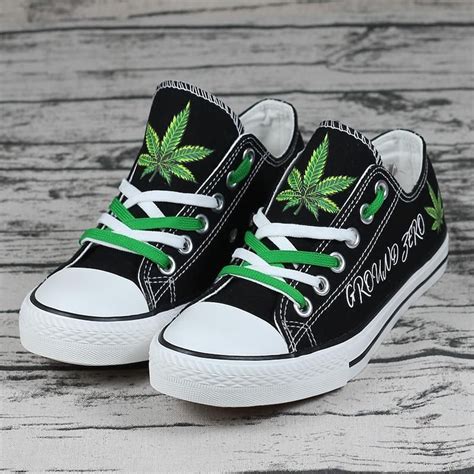 Weed Cannabis Shoes Best Custom Personalized Name Black Low | Etsy