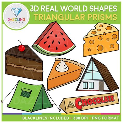 3D Shapes in Real Life Clip Art BUNDLE | Triangular prism, 3d shapes ...