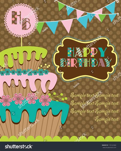 Happy Birthday Cake Card Design Vector: เวกเตอร์สต็อก (ปลอดค่าลิขสิทธิ์) 119122360 | Shutterstock